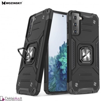 Wozinsky smūgiams atsparus dėklas su žiedu - juodas (Samsung S22)